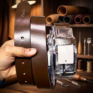 Ceinture de fête pour homme en cuir de vachette de haute qualité à motif écossais, avec logo personnalisé imprimé, boucle carrée en acier 3D, robuste et imperméable - Product Image 2