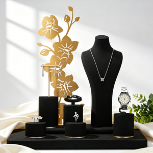 Juego de Exhibidores de Joyería Negros Jinsky - Soporte Ajustable para Collares, Organizador de Anillos y Pendientes para Almacenamiento en Tiendas/Hogar - Product Image 4