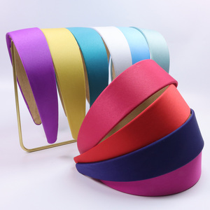 Diadema de Raso Brillante de 4 cm para Mujer, Aro para el Cabello Simple de Color Sólido, Acabado Brillante Clásico, Múltiples Colores - Product Image 1