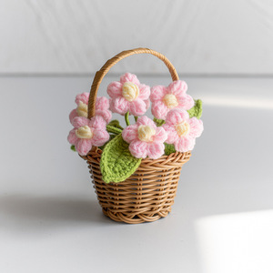 Handmade Knitted Eclair <strong>Crochet</strong> Pot Cane <strong>Flower</strong> Bouquet Basket Home Decor Multiple Graduation Halloween Valentine's Day Easter