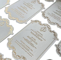 Ensemble de cartes de mariage personnalisées découpées sur mesure avec invitation à pompon, RSVP et menu inclus, imprimées en sérigraphie sur papier couché, estampées à chaud, fabriquées en Chine