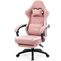 Chaise de jeu en tissu grande taille avec repose-pieds, chaise de bureau ergonomique, coussin épais, siège large, chaise d'ordinateur confortable
