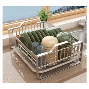 Dishes shelving witn drain board put out for 304 stainless steel drying rack storage rack