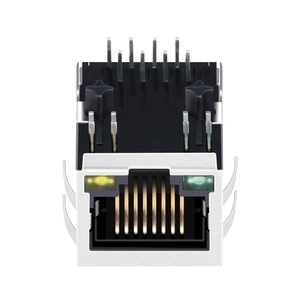 Tyco 6605473-8 Compatible 10/100Base-T Tab Down EMI Shielding Magnetic Ethernet <strong>RJ45</strong> <strong>Connector</strong> With Green/Yellow Led - Product Image 3