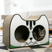 Lit pour chat en carton ondulé de luxe, écologique, toutes saisons, type tête de chat, pour usage intérieur, griffoir, Pet-cheer MJ050 1,5 kg, jouets à la catnip