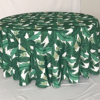 Tischdecke mit Tropischen Pflanzenblättern, 120 cm Runde Tischdecke für Restaurants