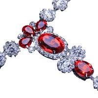 C&J Nouvelle Tendance Vente Chaude Chaîne de Taille et de Corps en Cristal de Strass Diamanté Patte d'Ours Rubis, Bijou Sexy pour Femme