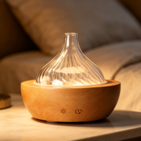 Diffuseur d'arômes en bois avec haut-parleur Bluetooth pour chambre à coucher, yoga, spa, brume froide ultrasonique, silencieux