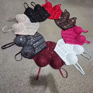 Haut bustier à sequins pour <span class=keywords><strong>femme</strong></span>, camisole sexy à fines bretelles scintillantes pour soirée - Product Image 6