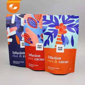 O malote impresso logotipo personalizado reciclável está acima o saco resealable do empacotamento do chá do malote 50g 100g