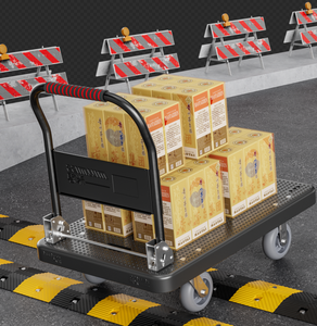 Ev ve Depo Kullanımı İçin Ağır Hizmet Tipi Platformlu Siyah Dört Tekerlekli Naylon El Arabası - Product Image 4