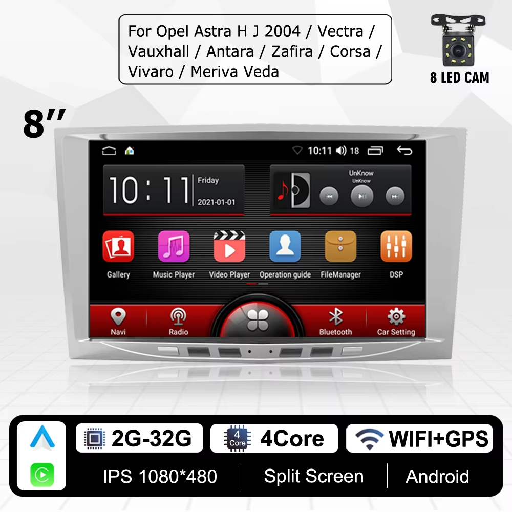 Opel Argent 8 pouces 2+32GB+Caméra