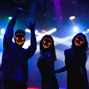 <span class=keywords><strong>Horror</strong></span> Party Led Glow El <span class=keywords><strong>maschere</strong></span> Halloween Festival Cosplay tema Masquerade Party colorato luminoso EL Wire Led Light Up Mask - Product Image 5