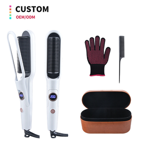Rapide Cheveux Lisseur <span class=keywords><strong>Brosse</strong></span> Chaleur LED Écran Rotatif Blanc Cheveux Lisseur Peigne pour les Femmes Africaines - Product Image 1