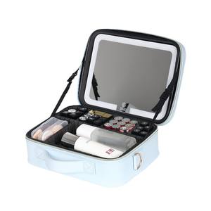 Trousse de maquillage Obox grande capacité avec miroir, fermeture éclair, respirante, imperméable et ultralégère pour le rangement à domicile - Product Image 2