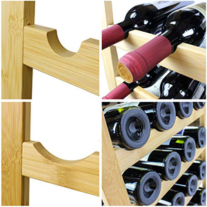 Porte-bouteilles en bambou pour 28 bouteilles, présentoir avec étagères de <span class=keywords><strong>rangement</strong></span> sur pied pour cuisine, garde-manger, <span class=keywords><strong>cave</strong></span>, bar - Product Image 4