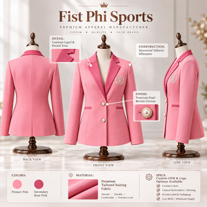 OEM/ODM Personnalisé pour les sororités | ALPHA |   Vêtement unisexe coupe ajustée, simple boutonnage, haute qualité, léger, polyester/spandex, rose, antistatique - Product Image 4