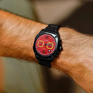 Montre pour homme CILOA, ronde, rouge, personnalisable, luxe, haute qualité, multifonctionnelle, grand cadran, montre à quartz étanche pour homme. - Product Image 4