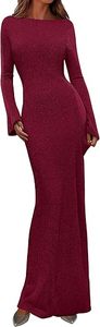 Abito Lungo <span class=keywords><strong>Aderente</strong></span> da Donna Autunno 2025 con Logo Stampabile, Collo <span class=keywords><strong>a</strong></span> O, in Maglia <span class=keywords><strong>a</strong></span> Coste, Formale ed Ecologico - Product Image 3