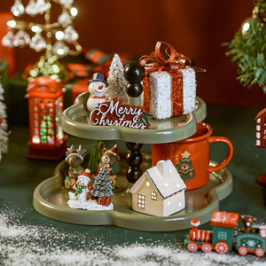 Christmas Decorative Tiered Tray 2 Tier Plastic Desktop Storage Rack For Living Room Bedroom Ornament Display - Product Image 2