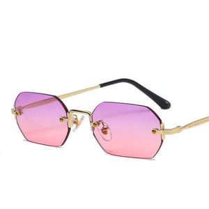 Gafas de Sol Cuadradas Pequeñas Vintage de Moda con Logotipo Personalizado para Mujer, Gafas de Sol Poligonales sin Montura para Mujer - Product Image 4