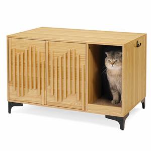 Kunden spezifische Katzen toilette im Möbels til mit Kissen Holzhaus Indoor Pet Cabinet mit Katzen form Loch Tisch oberfläche - Product Image 6