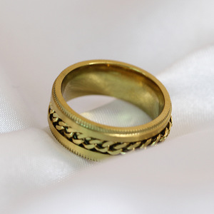 304 Stainless Steel 8mm Chain <b>Ring</b> <b>Couple</b> Wedding Band Unisex Jewelry - Product Image 4