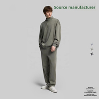 Nouvel ensemble sweat-shirt et pantalon de survêtement en molleton 100 % coton avec demi-zip et strass, color block, pour homme et femme, coupe ample, décontracté, sport et streetwear, collection automne