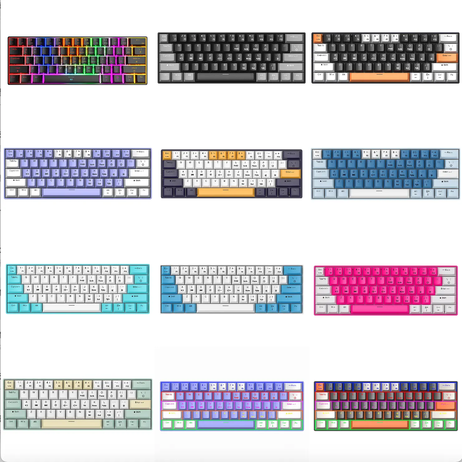 COUSO Venta de fábrica Teclado para juegos 60 por ciento interruptor azul Teclado retroiluminado Gamer 60% 61 teclas Teclado mecánico personalizado para juegos