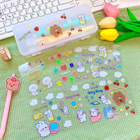 Autocollants en vinyle transparent adhésif, style Kawaii coréen, imperméables, découpés à la forme, avec paillettes, personnalisables, en feuille