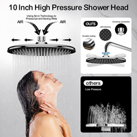 Ensemble de douche haute pression 10 pouces avec 3+1 modes, installation facile sans outils, Australie WELS