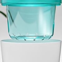 Pot Bunga Plastik Nordic Self-Watering untuk Meja, dengan Reservoir Air, untuk Rumah, Kantor, dan Ambang Jendela