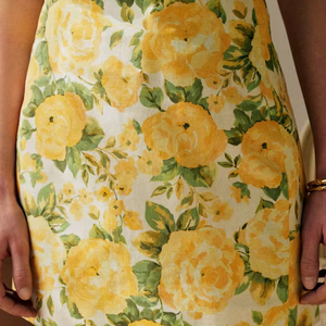 Women's Sweet Vintage Yellow Rose Floral Print High-Waist A-Line Mini Skirt - Product Image 6