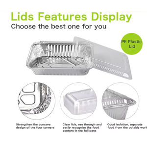 特注アルミ箔食品容器漏れ止めふた付き使い捨て滑らかな壁航空会社ケータリング用品食品包装 - Product Image 6