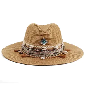 Ngày bãi biển handmade phụ kiện dân tộc ban nhạc Panama mũ rơm phụ nữ người đàn ông tùy chỉnh Panama Hat