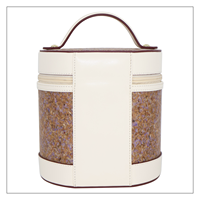 Sac à main cylindrique OUVERIE pour femme en cuir végétalien floral pressé à chaud, écologique, style seau, avec poignée supérieure