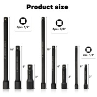 Juego de 18 piezas de herramientas de extensión para llaves de impacto, junta universal giratoria, adaptador de llave de vaso profundo de 1/4", 3/8", 1/2", barra de extensión