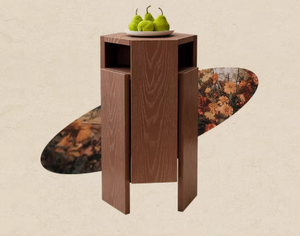 Tabouret de maison en bois hexagonal pliable, design moderne, empilable, pour salon et chambre, pouf de salle à manger - Product Image 2