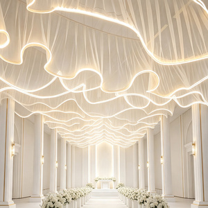 Cortina <span class=keywords><strong>de</strong></span> Tela con Ondas en Forma <span class=keywords><strong>de</strong></span> S con Tiras LED, Lámpara Colgante <span class=keywords><strong>de</strong></span> Tela para Decoración <span class=keywords><strong>de</strong></span> Bodas <span class=keywords><strong>y</strong></span> Fiestas - Product Image 1