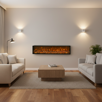 Cheminée électrique en bois de style européen personnalisée, effet de flamme 3D, 1500W, télécommande, protection contre la surchauffe, intégrée pour hôtel