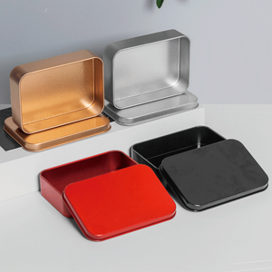 Custom Printed Small <strong>Rectangular</strong> <strong>Tin</strong> <strong>Boxes</strong> 10* 7* <strong>2</strong>.5 cm Gold Silver Black Red Color Metal <strong>Tin</strong> Cans for Candy Jewelry - Product Image 3