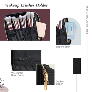 Travel Makeup Bag Portable Cosmetic Artist <b>Storage</b> Bag with Adjustable Dividers Makeup Brushes <b>Make</b> <b>up</b> Organizer Toiletry Bag - Product Image 4