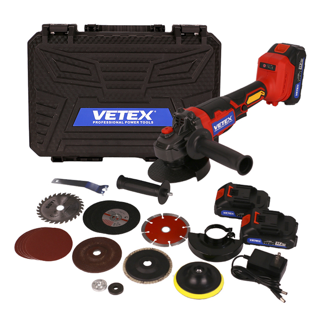 One-stop Bulk Sourcing Profit Type 1000W Brushless Motor 21V 2000mAh Li-ion Battery Powered Cordless Angle Grinder with 12 Discs