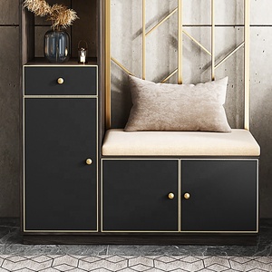 <span class=keywords><strong>Armoire</strong></span> d'entrée de luxe noire de Style nordique avec cadre en acier inoxydable, stand de rangement de salon pour <span class=keywords><strong>chaussures</strong></span>, <span class=keywords><strong>armoire</strong></span> de rangement - Product Image 3
