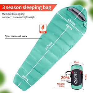 Sac de couchage momie léger en duvet de canard, étanche, en nylon, pour adulte, avec boîte à pieds, idéal pour le camping et la randonnée estivale en extérieur - Product Image 2