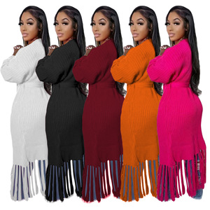 <span class=keywords><strong>2022</strong></span> moda ahueca hacia fuera con flecos Otoño Invierno abrigo de punto gabardina suéter de gran tamaño <span class=keywords><strong>cárdigan</strong></span> de punto largo para <span class=keywords><strong>mujer</strong></span> - Product Image 5