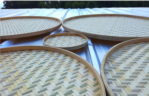 Vente chaude À La Main Tissé Style Minimaliste Bambou Plateau Restaurant Hôtel Alimentaire Fruits Service Affichage Multifonction Plateau De Rangement - Product Image 2