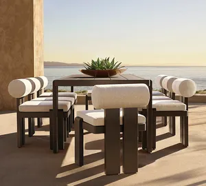 Decoout Modern Aluminum Dining Table And Chair Set Outdoor Garden Aluminum Dining Furniture Sets For Hotel Patio