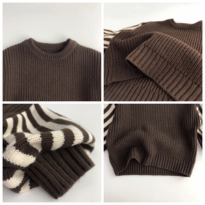 Nouveau-né fille garçon tricoté à manches longues automne hiver enfants <span class=keywords><strong>pull</strong></span> solide lâche <span class=keywords><strong>pull</strong></span> Casual Tops enfants vêtements 1-6 ans - Product Image 2