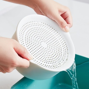 Kitchen <b>Sink</b> Fruit & Vegetable Washer PP Plastic Fruit Washing Draining Basket <b>Sieve</b> Colander & Strainer Bowl Set for Home Use - Product Image 4